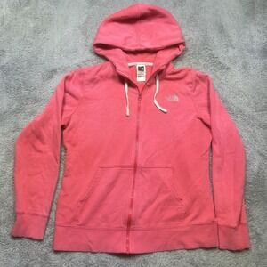 The North Face Sweater Women's L Pink Full Zip Hoodie Outdoor Pockets‎ *SPOTS